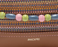 Bolsa Tiracolo Média Missangas Multicolor E Marrom