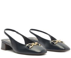 Sapatilha Slingback Bico Quadrado Bridão Azul