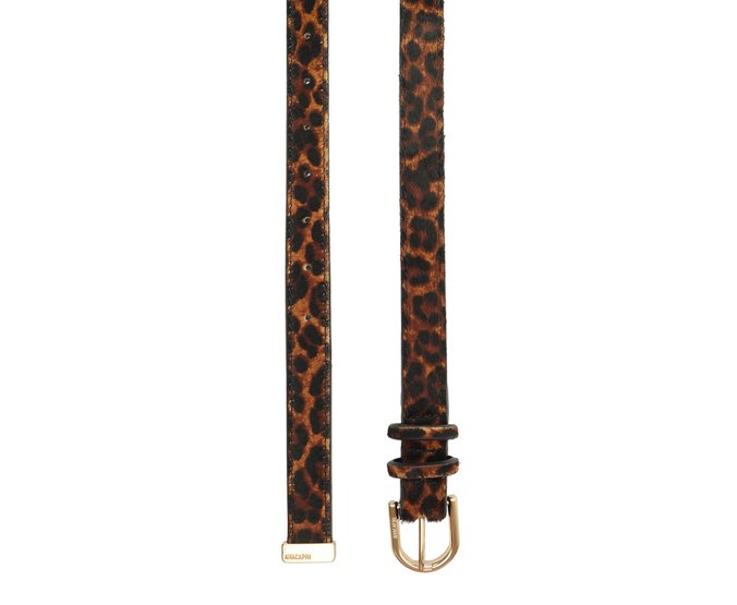 Cinto Fino Fivela Metálica Valentina Couro Animal Print