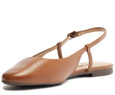 Sapatilha Slingback Bico Quadrado Basic Marrom