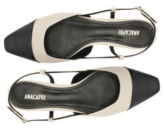Sapatilha Slingback Ponta Preta Verniz Branca