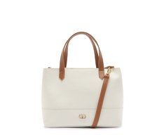 Bolsa Tote Média Com Necessaire Bicolor Branca