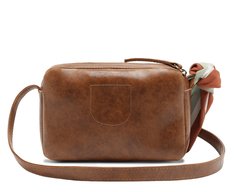 Bolsa Tiracolo Pequena Lenço Decorativo Marrom