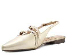 Sapatilha Slingback Bico Fino Duas Tiras Dourada