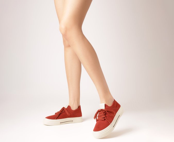 Tênis Knit Sola Alta New Alê Vermelho