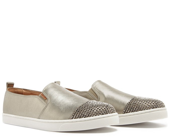 Tênis slip on glam prata velho 2025