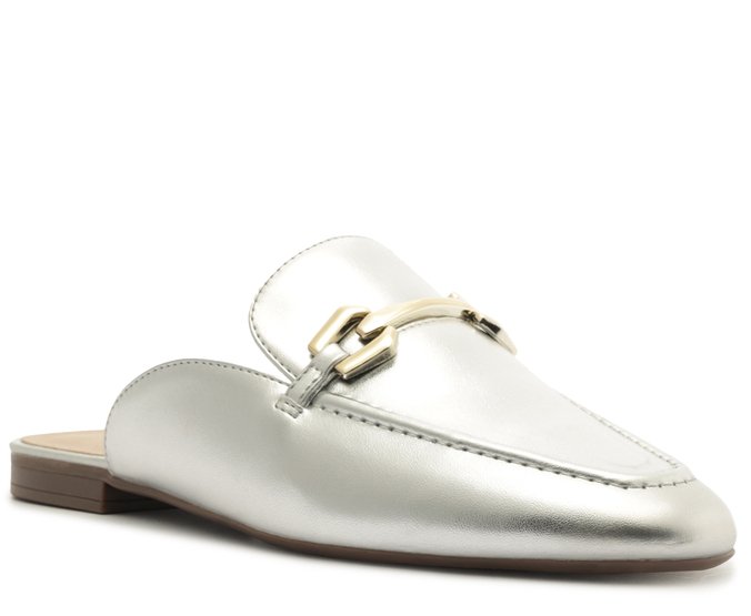 Mule Mocassim Bridão Prata