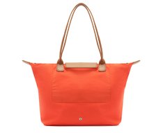 Bolsa Shopping Grande Nylon Botão Laranja