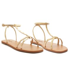 Sandália Rasteira Tachas Dourada