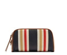 Necessaire Pequena Lona Tricolor Azul e Vermelho