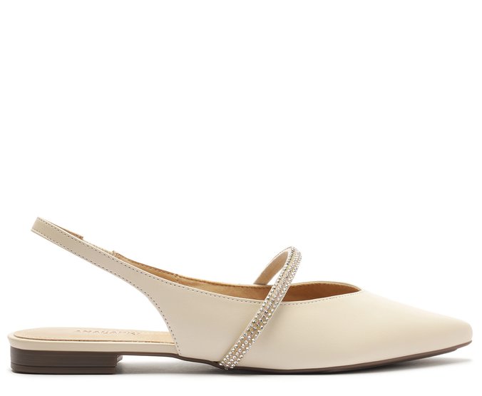 Sapatilha Slingback Tira Glam Branca