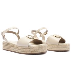 Sandália Plataforma Natural Fivela Branca