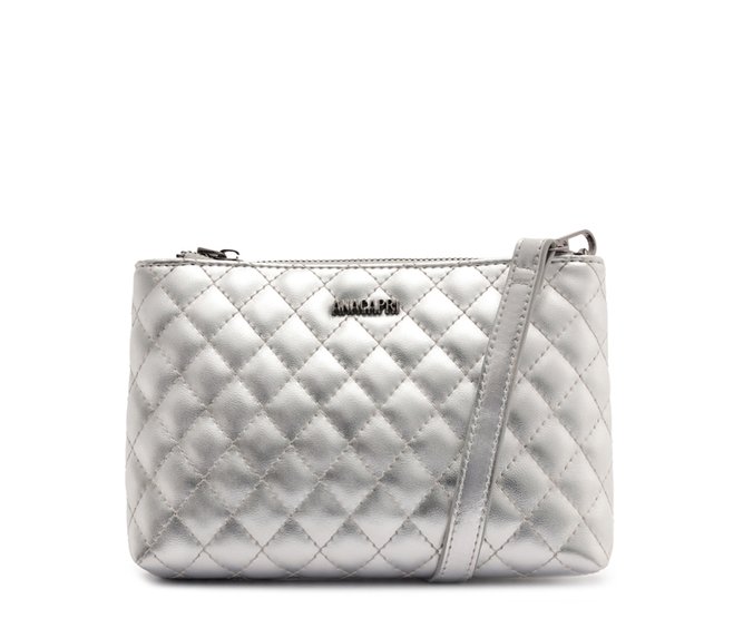 Bolsa Tiracolo Pequena Metalassê Prateada