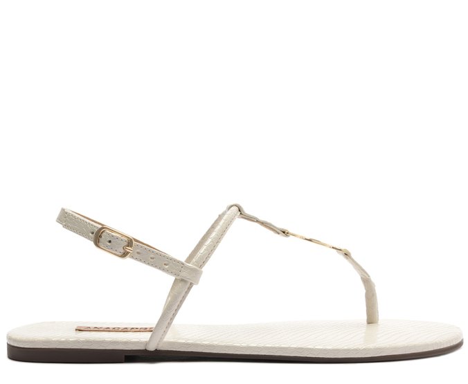 Rasteira Slim Metal A Texturizada Branca