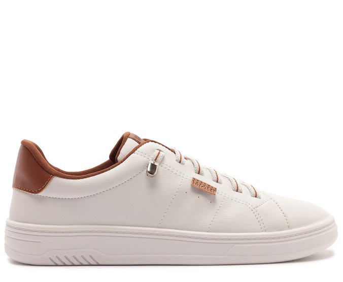 Tênis Básico Branco e Marrom