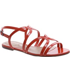 Sandália Tiras Verniz Vermelha