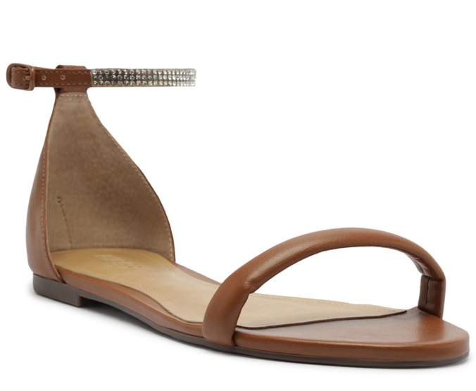 Sandália Rasteira Tira Glam Marrom