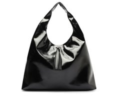 Bolsa Shopping Grande Verniz Tassel Preta