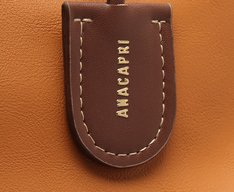 Bolsa Shopping Grande Costura Ornamental Bicolor Marrom