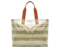 Bolsa Shopping Grande Listras Vinil Verde