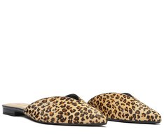 Mule Bico Fino Onça Couro Animal Print