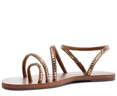 Sandália Multitiras Cristais Bronze