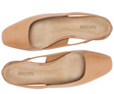 Sapatilha Salto Bloco Slingback Ponta Quadrada Bege
