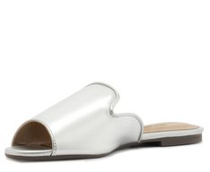Rasteira Peep Toe Prateada