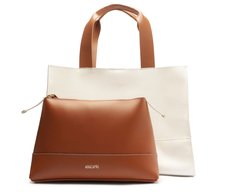 Bolsa Shopping Grande Com Necessaire Bicolor Branca