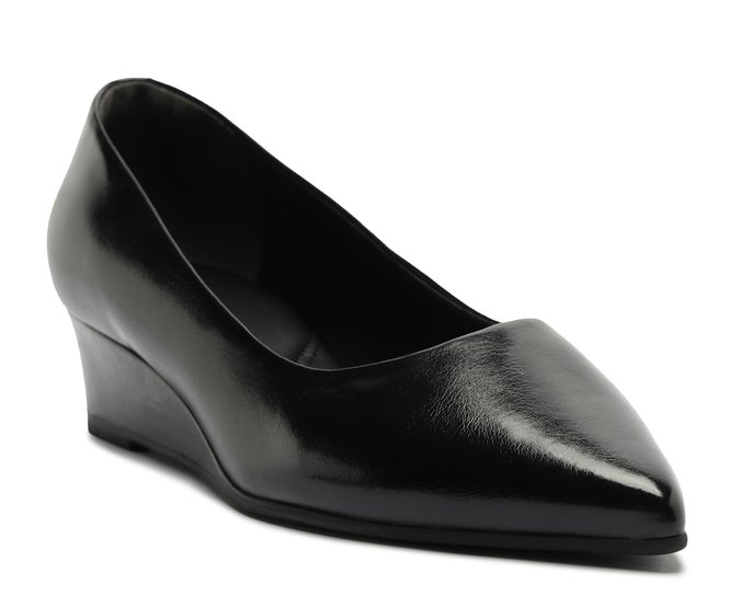 Scarpin Salto Anabela Bico Fico Preto