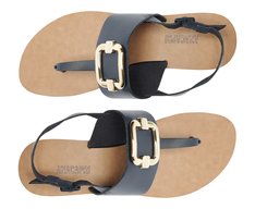 Rasteira Slim Fivela Couro Azul