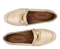 Mocassim Laço Bico Quadrado Dourado