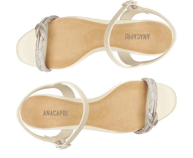 Sandália Tira Nó Glam Salto Branca - 34