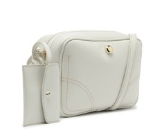 Bolsa Tiracolo Média Costura Ornamental Branca