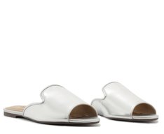 Rasteira Peep Toe Prateada