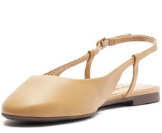 Sapatilha Slingback Bico Quadrado Basic Bege