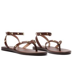 Sandália Rasteira Tachas Like Marrom