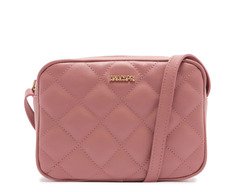 Bolsa Tiracolo Média Matelassê Triangular Arredondada Rosa