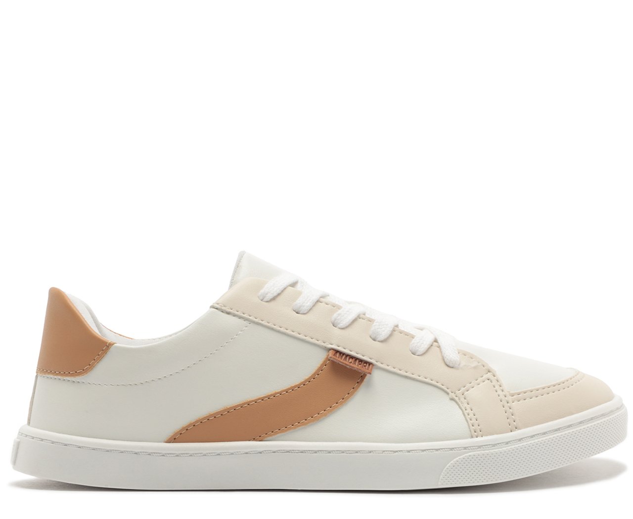Tênis Faixa Lateral Branco e Marrom | Anacapri