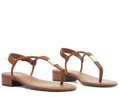 Sandália Slim Metal Comfy Salto Marrom