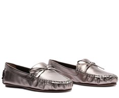 Mocassim Laço Lana Prateado