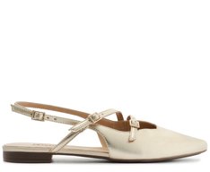 Sapatilha Slingback Bico Fino Duas Tiras Dourada