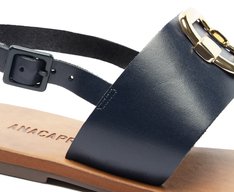 Rasteira Slim Fivela Couro Azul