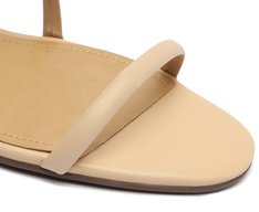 Sandália Salto Bloco Minimal Bege