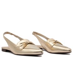 Sapatilha Slingback Verniz Laço Dourada