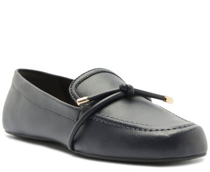 Mocassim Driver Laço Metalizado Azul