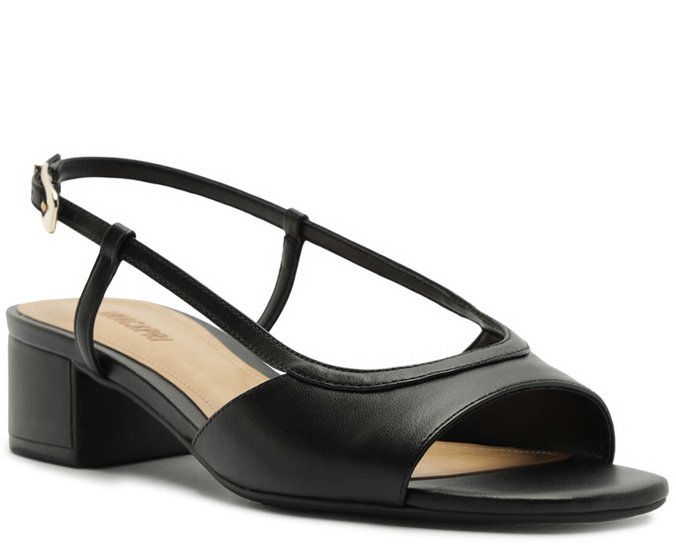 Sandália Peep Toe Salto Bloco Preta