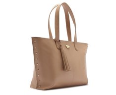 Bolsa Shopping Grande Tachas Bege