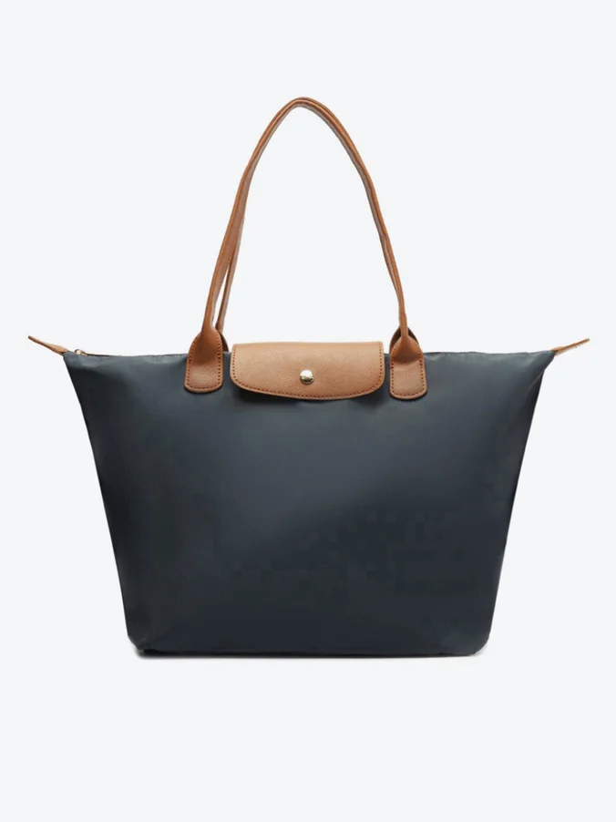 Bolsa Shopping Grande Nylon Botão Azul