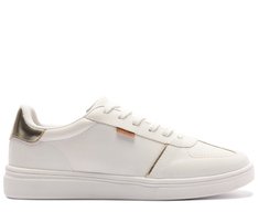 Tênis Detalhe Listra Lateral Branco E Dourado